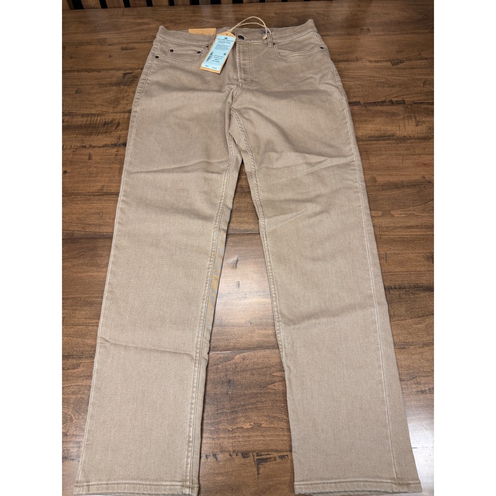 Faherty Brand Tailored 5 Pocket Pants Mens 34x32 Khaki Tan Stretch Twill Chino